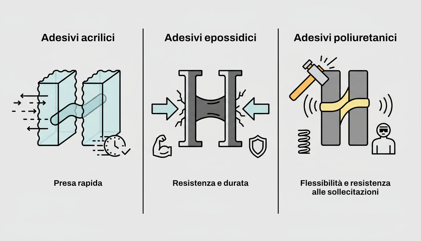 Infografica che descrive le proprietà degli adesivi strutturali